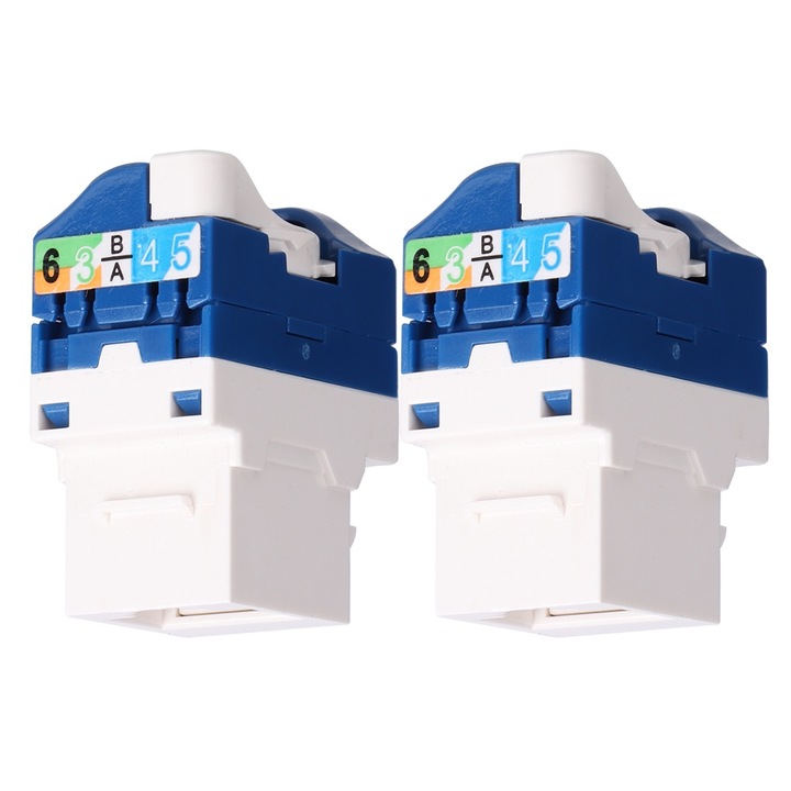 Set 2 Module RJ45 Enforose, ABS, pentru retele, 22-26AWG, cu capac de protectie