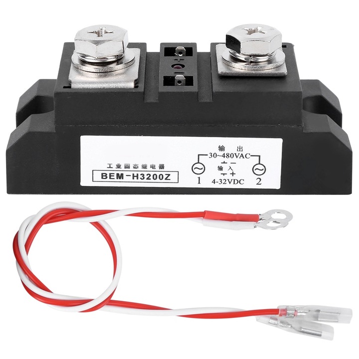 Releu cu stare solida BEM 200A, 4-32V DC, 30-480V AC, set cu cabluri de conectare