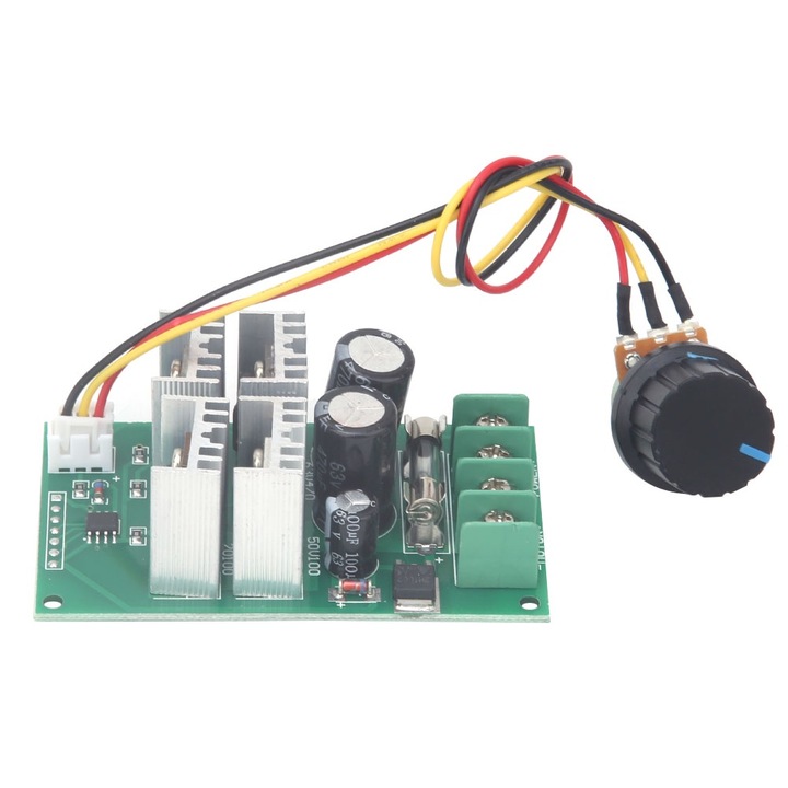 Controler de viteza motor DC, Enforose, 6-60V, 20A, 0-100% ajustabil, 8x4.5x3cm