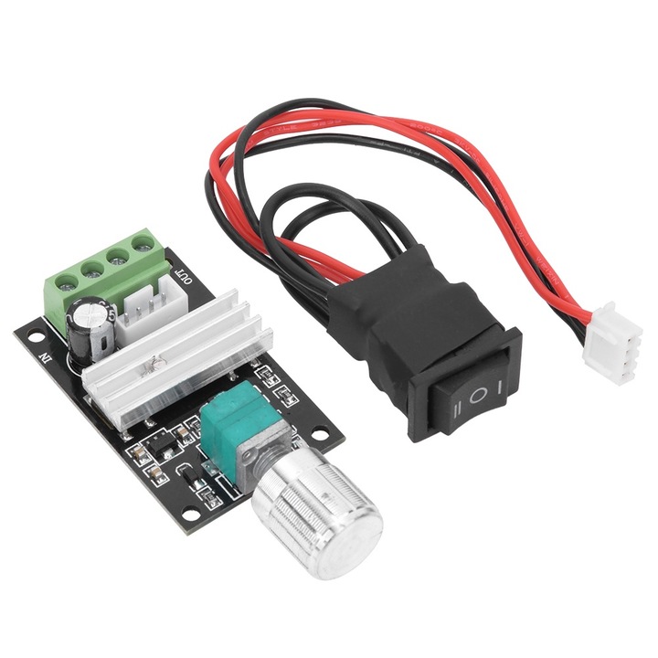 Controler de viteza motor DC 6-28V, Enforose, 3A, cu functie CW/CCW, dimensiune PCB 50x34mm