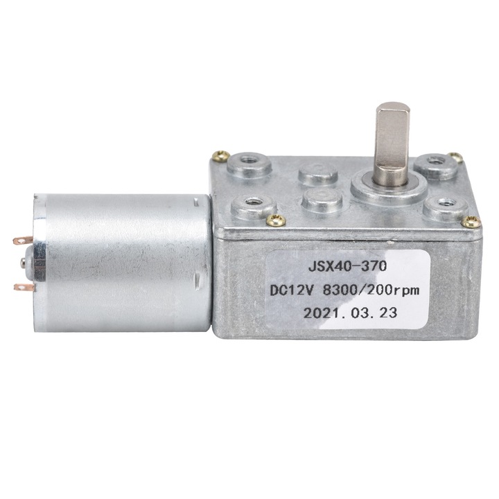 Motor cu angrenaj melcat Enforose JSX40-370, DC 12V, 200rpm, autoblocare, 8300rpm