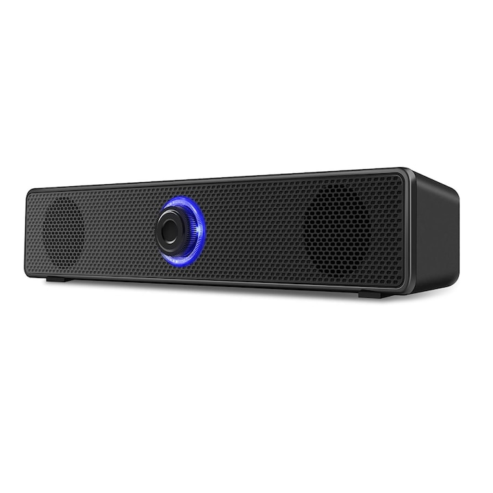 OUYLAF Soundbar, bluetooth 5.0, 3W × 2, Jack 3,5 mm, RGB, sztereó hang, plug and play, számítógépekhez, táblagépekhez, mobiltelefonokhoz, fekete