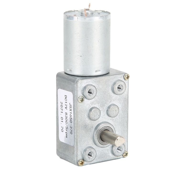 Motor cu reductor de melc JX1650-370, Enforose, 5rpm, DC12V, aluminiu si alama