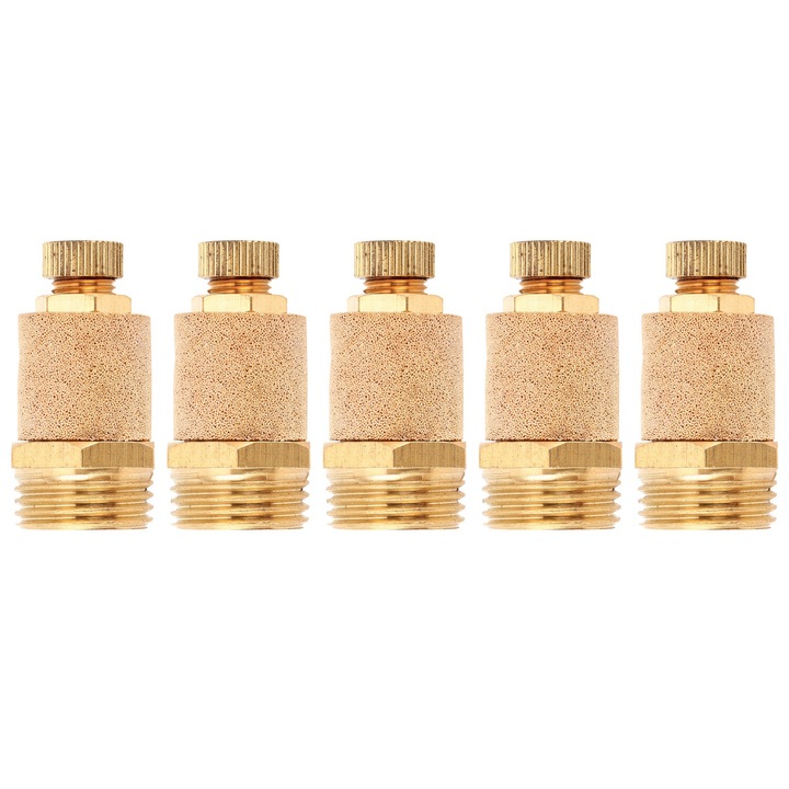 5 db-os pneumatikus G1/2 hangtompító készlet, Jormftte, sárgaréz, könnyű telepítés, zajcsökkentés, méretek 1x1x1cm