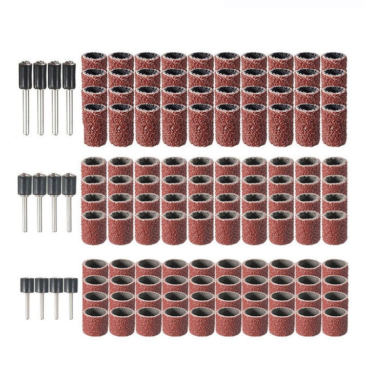 Set de tamburi de slefuire Enforose, 120 buc, benzi de slefuire 1/2in, 3/8in, 1/4in, 12 mandrine