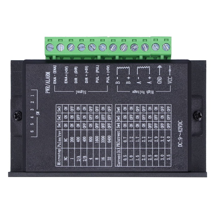 Driver motor pas cu pas TB6600 4A 9-40V, 1 axa, 2 sau 4 faze, pentru motoare 42, 57, 86, Enforose