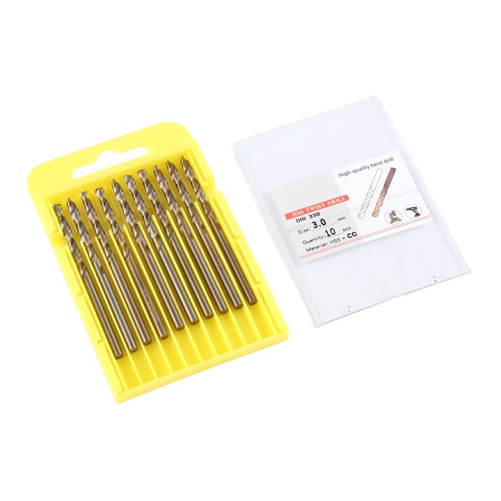 Set 10 burghie spiralate din otel rapid Enforose, pentru metal, eficienta ridicata, rezistenta la uzura