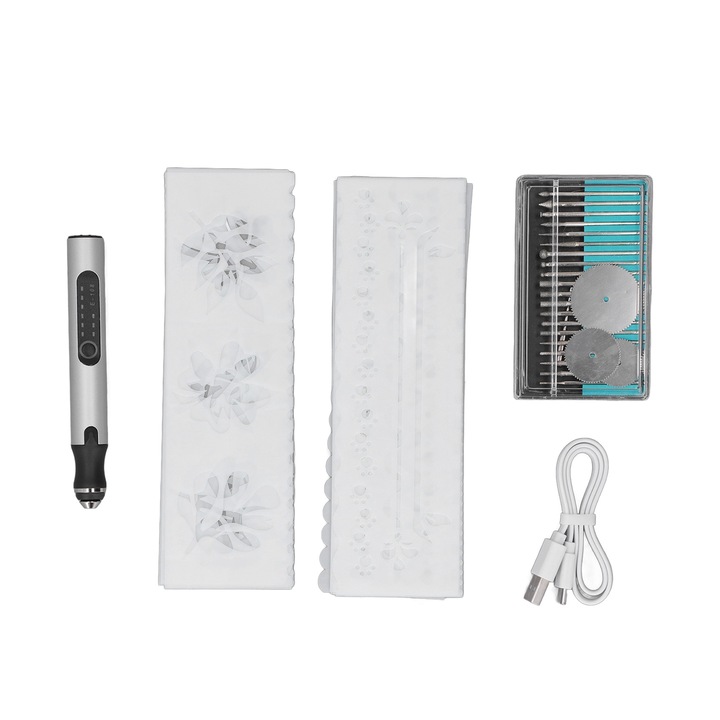 Jormftte elektromos mini gravírozó készlet, 10W, alumínium, USB újratölthető, 5000-18000 ford./perc fordulatszám