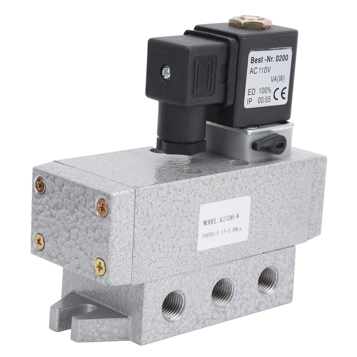 Vana solenoid 2 pozitii 5 cai, Enforose, K25DH-8, aluminiu, G1/4in