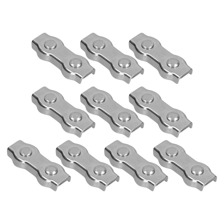 Set 10 cleme duplex pentru cablu din inox, Enforose, M2, M6, M10, rezistente la coroziune