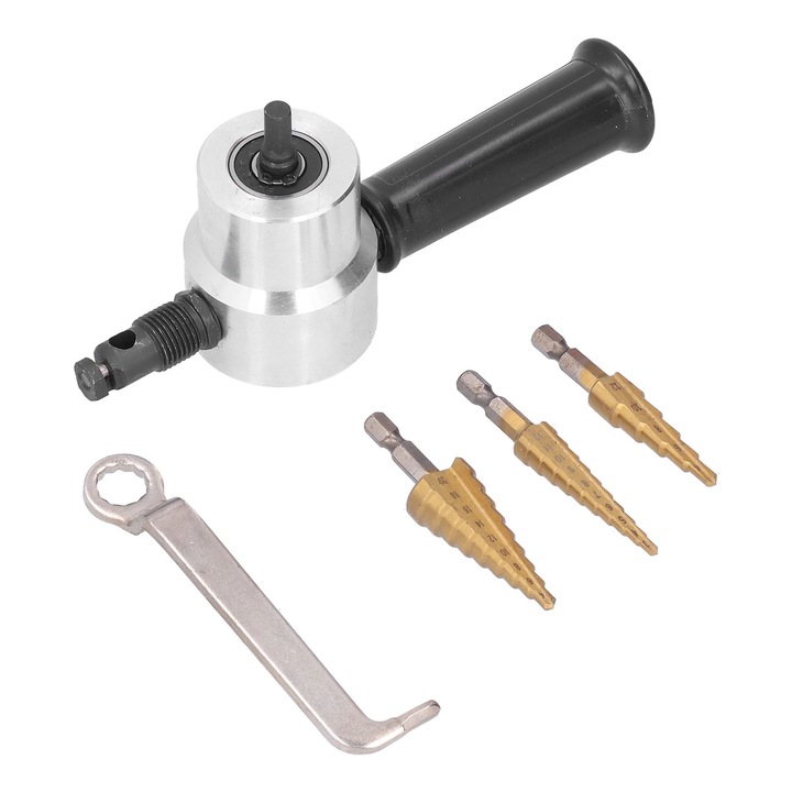 Set de taiere cu doua capete, Enforose, din aliaj de aluminiu, otel rapid, 1 x Cutter, 3 x burghie cu trepte