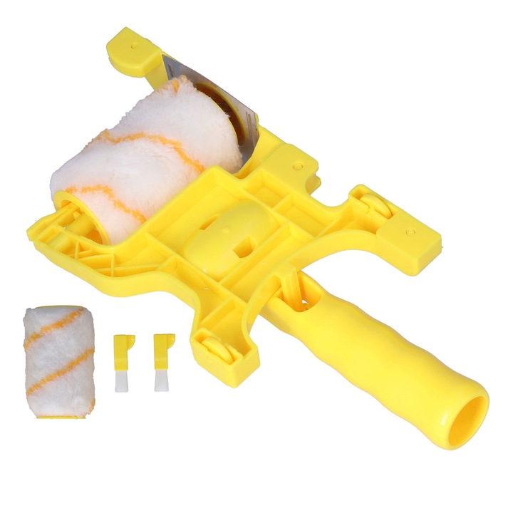 Set unelte de vopsit Enforose, rola de vopsit, 2 role de schimb, 2 pensule mici, alb+galben, 168mm