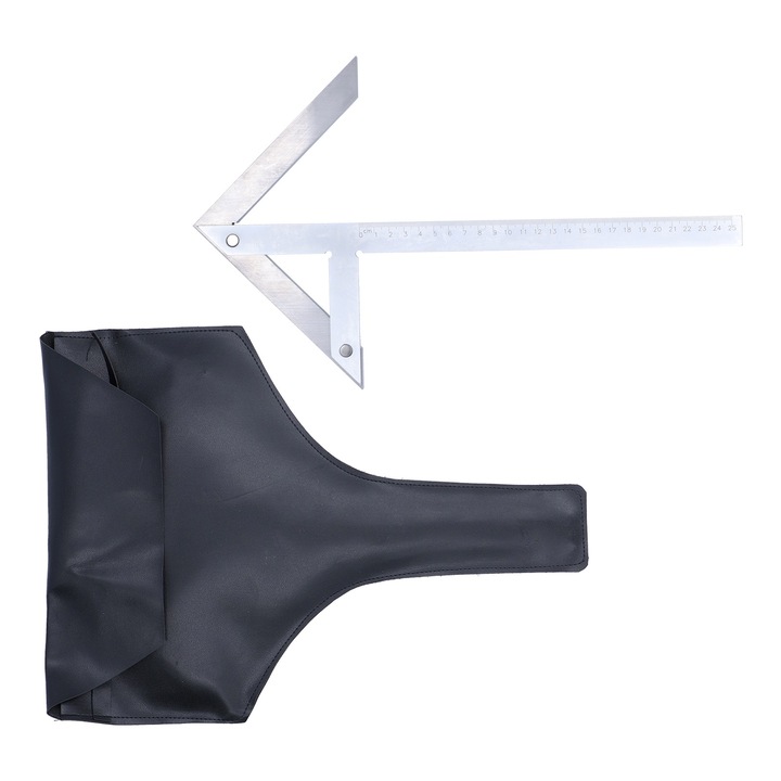 Echer de centrare cu rigla, Enforose, inox, 250x160mm, cu husa din piele, precizie inalta