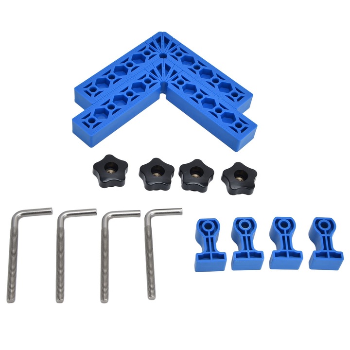 Set 2 cleme de fixare colturi, Enforose, ABS, albastru, pentru prelucrarea lemnului