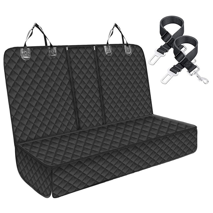Redkid, Üléshuzatok állatok szállítására, Védelmet nyújt az autó hátsó ülésének, Vízálló, könnyen tisztítható és nem tapadó, 2 hevederrel felszerelt, 170*120cm, Fekete