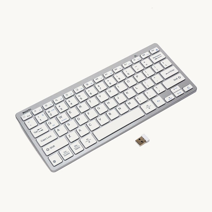 Bluetooth vezeték nélküli billentyűzet, OPTIM SOLUTION, Kettős mód, Tablet / Laptop / PC / TV, Optim Core Tech, Kompatibilis Windows, Mac, IOS, Linux, Hordozható, Fehér