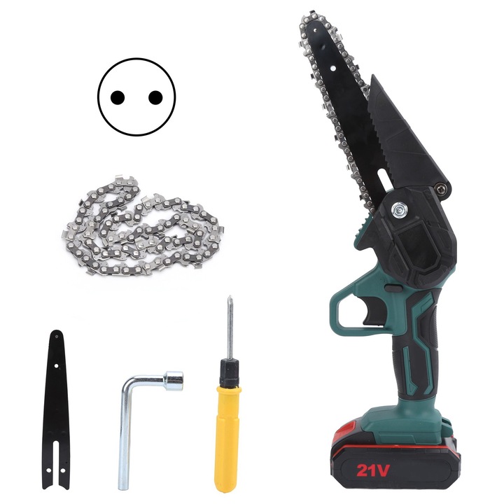 Mmgoqqt mini elektromos fűrész, 550W, 21V, 15,2cm, vezeték nélküli, akkumulátorral