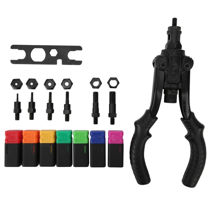 Pistol de piulite Enforose, set cu 7 piulite, 1 cheie, 1 duza, 250mm, negru