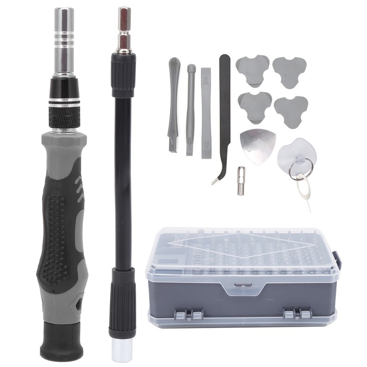 115 az 1-ben csavarhúzó készlet, Jormftte, króm-vanádium acél, ergonomikus fogantyúval, tárolódoboz 145x92x52mm