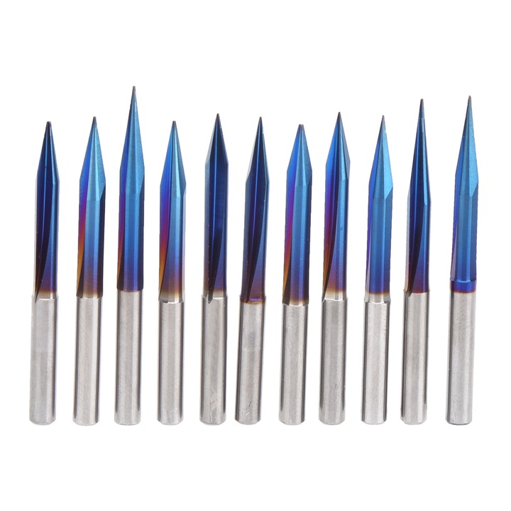 11 darabos gravírozó bit készlet, Enforose, volfrámacél, tükörfelület, 4mm, változatos méretek