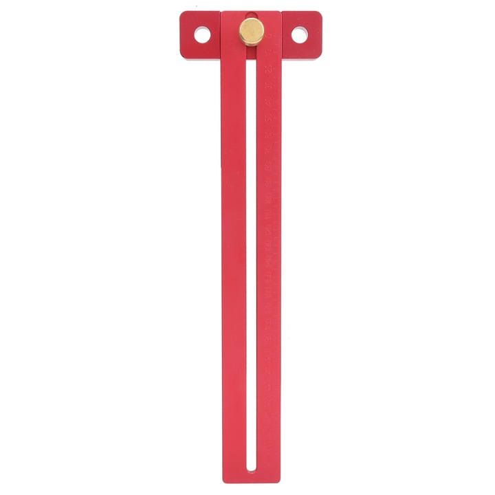 Ruler T din aluminiu Enforose, 270mm, rosu anodizat, precis pentru masuratori in tamplarie
