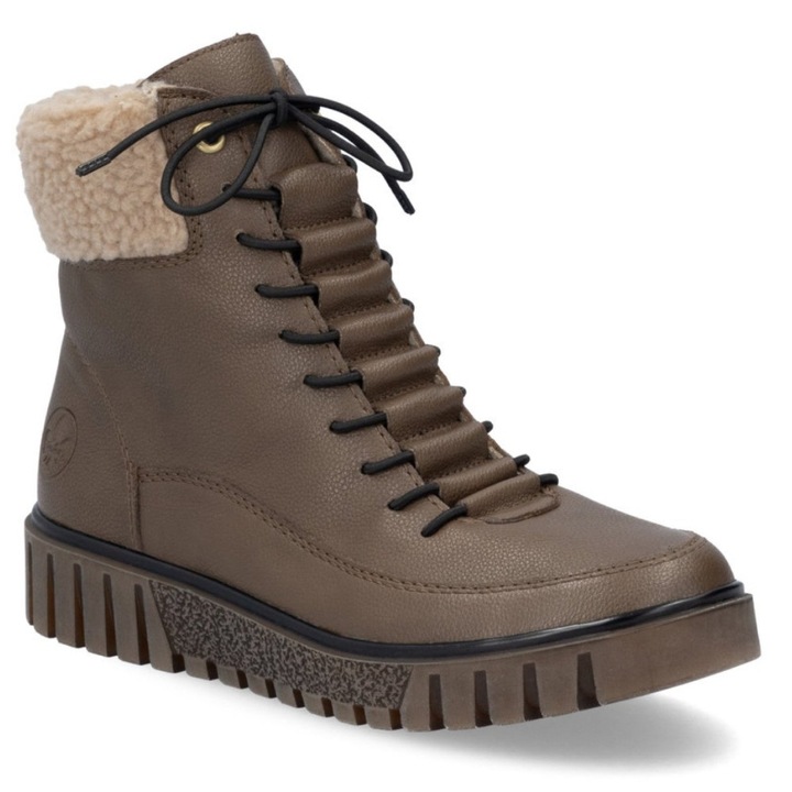 Botine dama, Rieker, Fermoar, Sireturi, Piele ecologica, Maro, 40