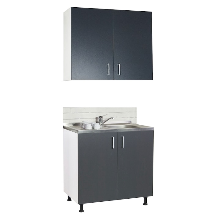 Set masca chiuveta si dulap bucatarie Badenmob, 80cm, Antracit