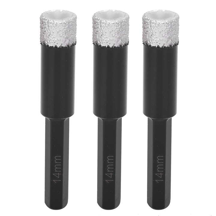 Set 3 burghie diamantate pentru gresie, Enforose, 14mm, negru