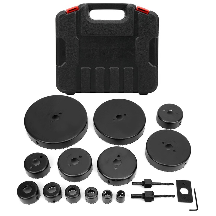 Kit de ferastrau cu gaura, Enforose, 17 buc, otel carbon, negru