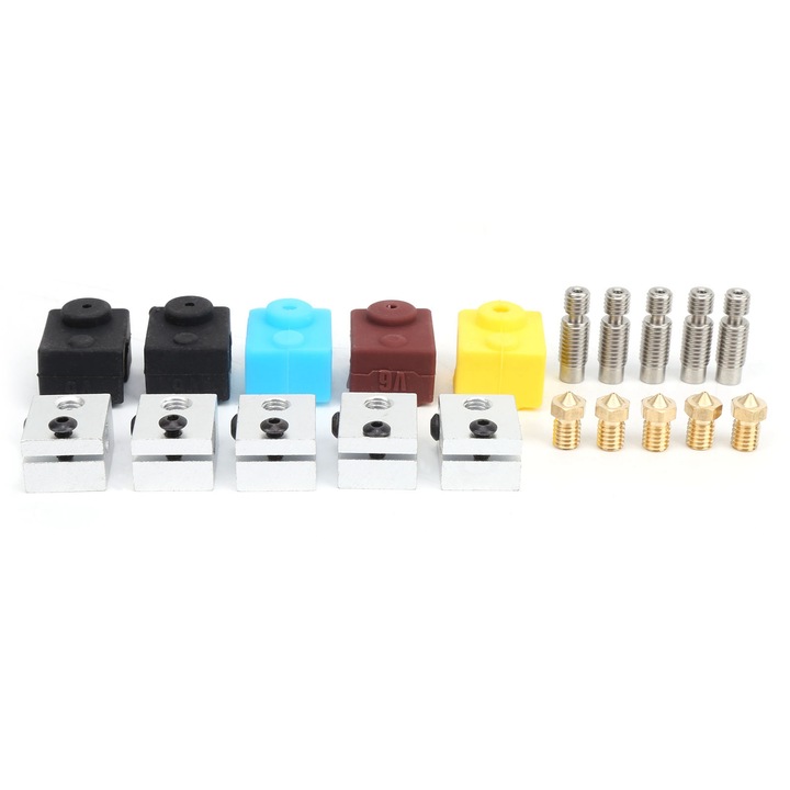 3D nyomtató fűtőblokk + M6 extruder torokcső + fúvóka + szilikon kupakkészlet Makerbot MK7 MK8-hoz