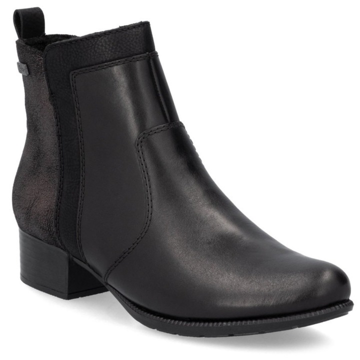 Rieker Botine de damă Rieker din piele neagră cu fermoar și membrană hidrofugă 78658-00