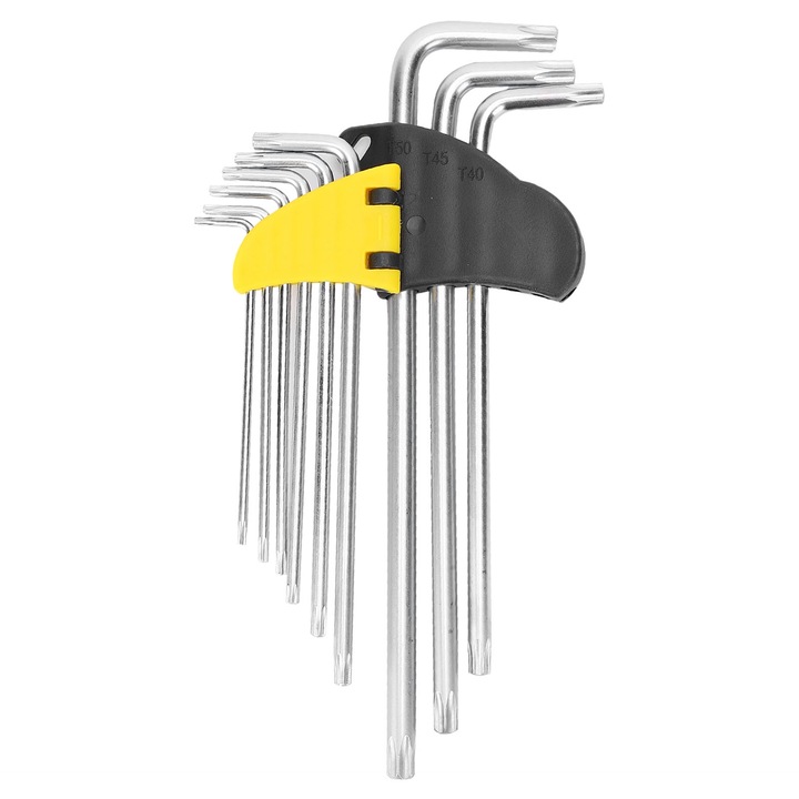 Set 9 Chei Hexagonale cu Brat Lung, Enforose, Dimensiuni Standard, Culoare Argintie