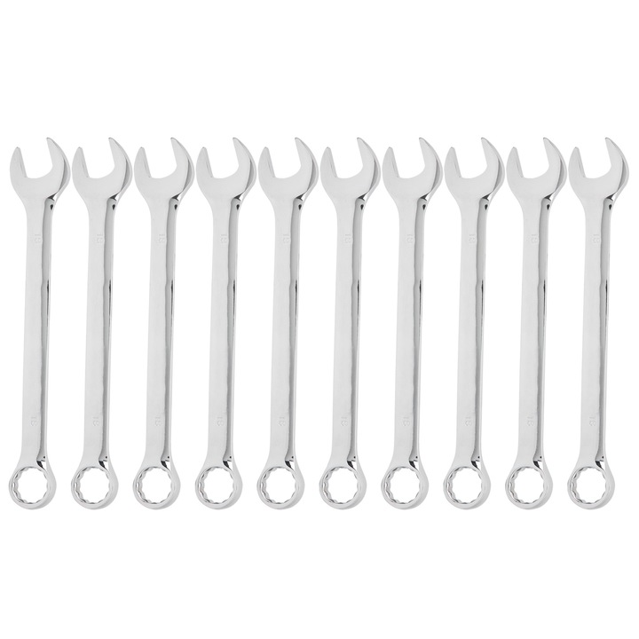 Set 10 Chei cu Deschidere de 18mm, Enforose, Otel Chrome-Vanadiu, Design Curbat, Rezistent la Coroziune