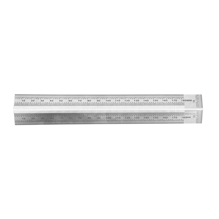 Rigla de linie din otel inoxidabil Enforose, 180mm, portabila, precizie in masuratori pentru tamplarie