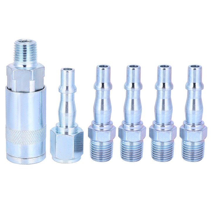 6 db-os készlet gyorscsatlakozó, brit típusú, nikkelezett vas, Enforose, ezüst