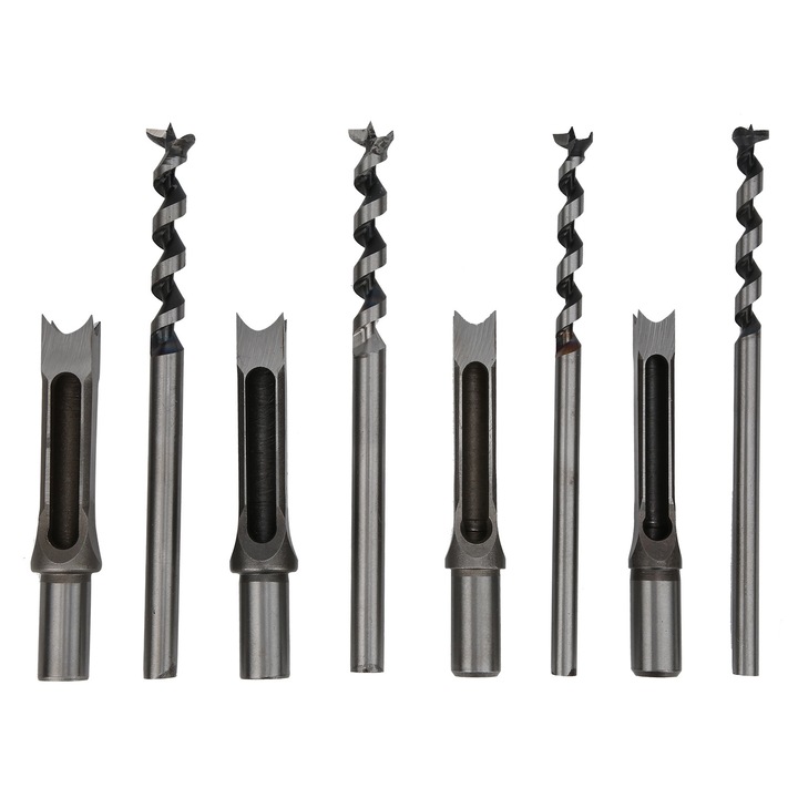 Set 4 burghie patrate pentru lemn 14-19mm, Enforose, otel cu rulment, adancime 75mm