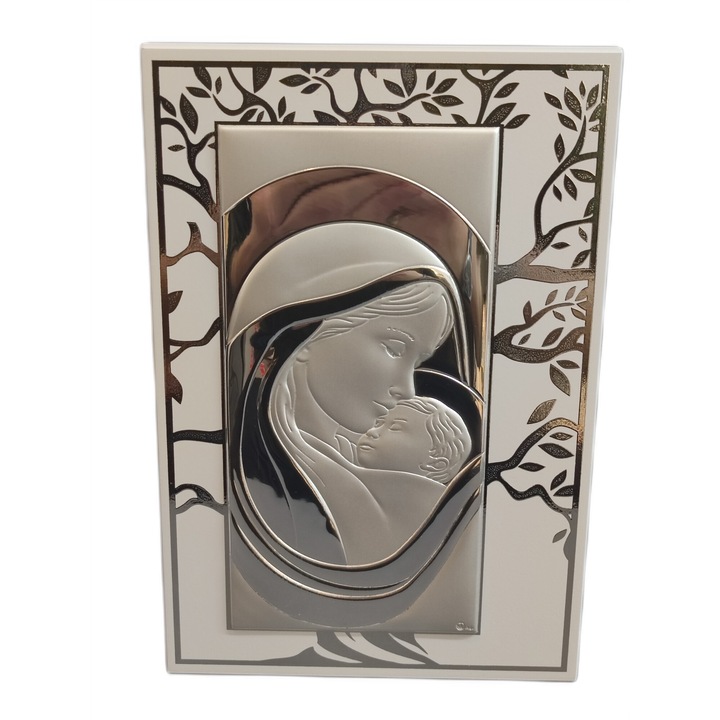 Сребърна икона Богородица Дърво на живота 25х17см