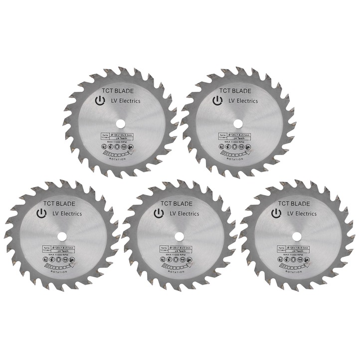 Set 5 discuri fierastrau Enforose 4,7 inci, 24 dinti, aliaj dur, 120x1,8x9,5mm