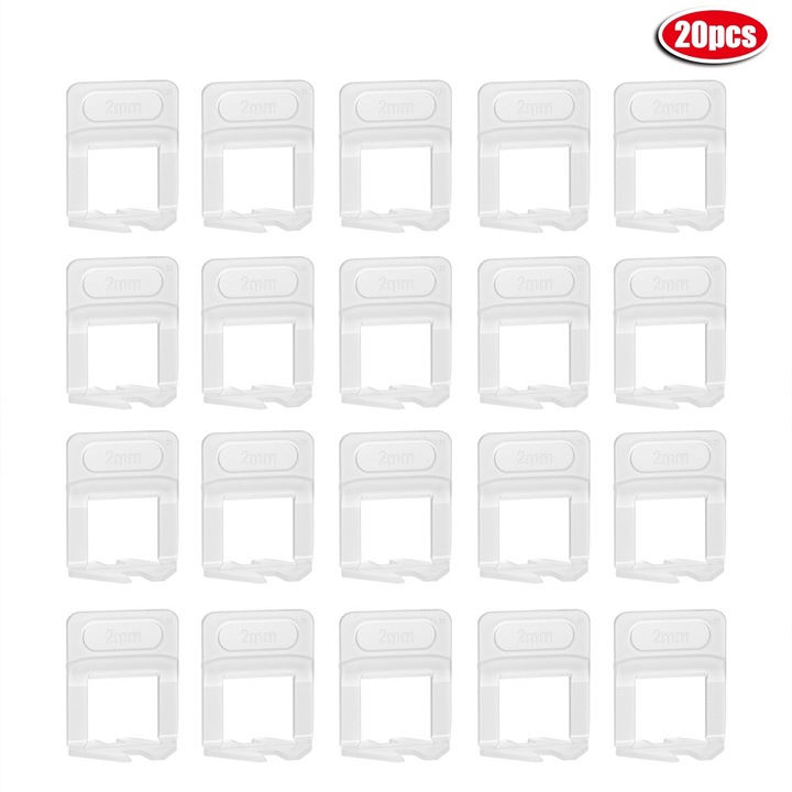 Set 20 bucati nivelatoare pentru placi ceramice, Enforose, 2mm, transparent