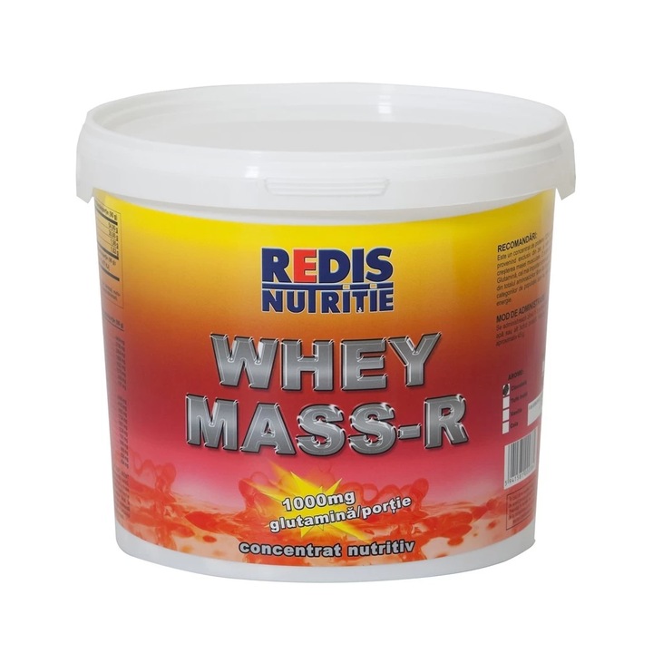 Concentrat proteine si carbohidrati Whey Mass-R, 2000 g - galeata, Redis Nutritie