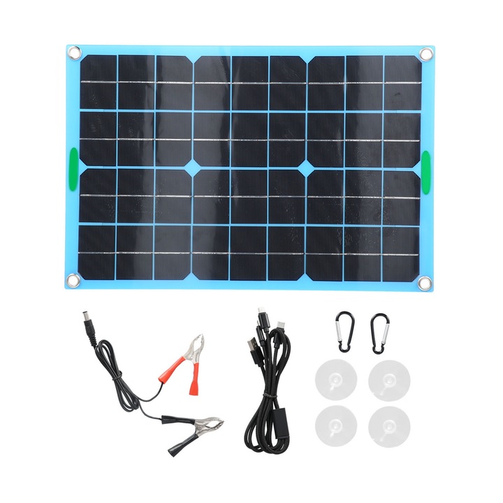 Panou solar portabil, Enforose, 20W, Silicon monocristalin + ABS, USB/DC, 420x280x3mm