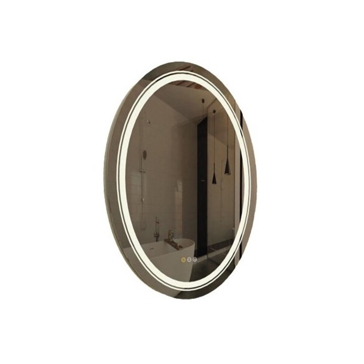 Oglinda ovala cu iluminare LED, COMPONEX, 80x60cm, IP65, sticla, lucios, pentru baie