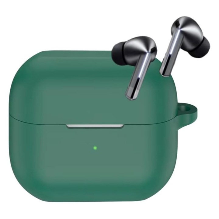 Husa Protectie Casti compatibila Samsung Galaxy Buds 3 / 3 Pro, OPTIM SOLUTION, Smooth Ultrathin Eco-friendly Material, Incarcare Wireless, Optim 360° Ultra Protection, Verde