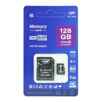 Card de memorie MicroSD PNI 128GB cu adaptor SD, Clasa 10, 80 Mb/s, V30