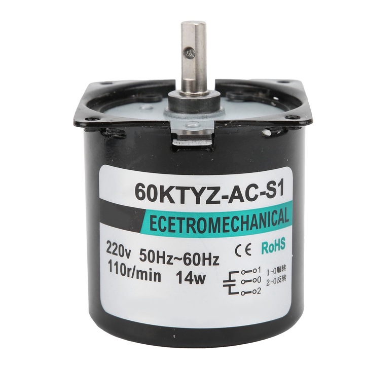 Синхронен AC мотор Enforose XD60KTYZ 14W, ос 7x19mm, висок въртящ момент, 220V