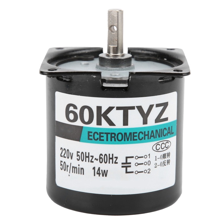 AC синхронен двигател Enforose XD60KTYZ 14W, вал 7x19mm, висок въртящ момент, 220V