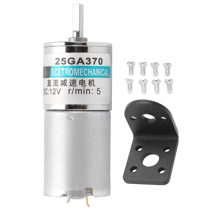Motor cu angrenaj DC Micro Viteza redusa CW CCW Suport cu magnet permanent Control sportiv 12V XD25GA370 (5rpm/min)