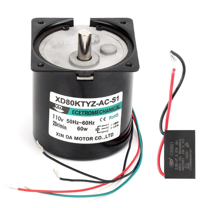 Motor sincron AC Arbore excentric Magnet permanent Viteza lenta Torsiune mare 60W XD80KTYZ