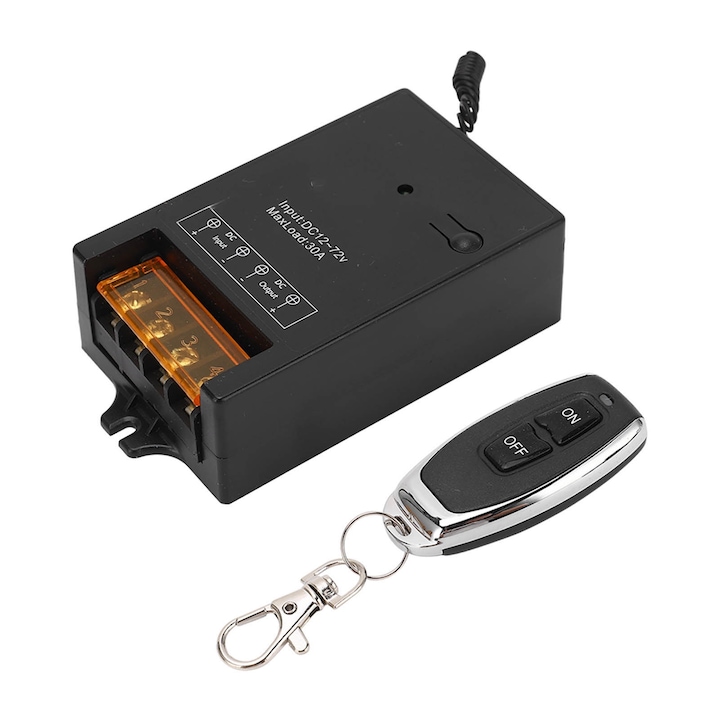 Releu cu telecomanda pentru control acces, Enforose, 433MHz, 12V-72V, 30A