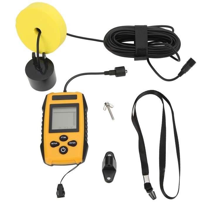 GPS сонар за риболов, Mmgoqqt, HD LCD, максимална дълбочина 100 м, сензор за ъгъл от 45 градуса